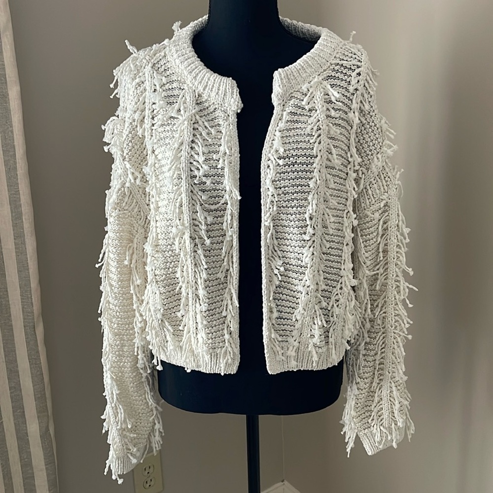 Sweater with fringe; size large